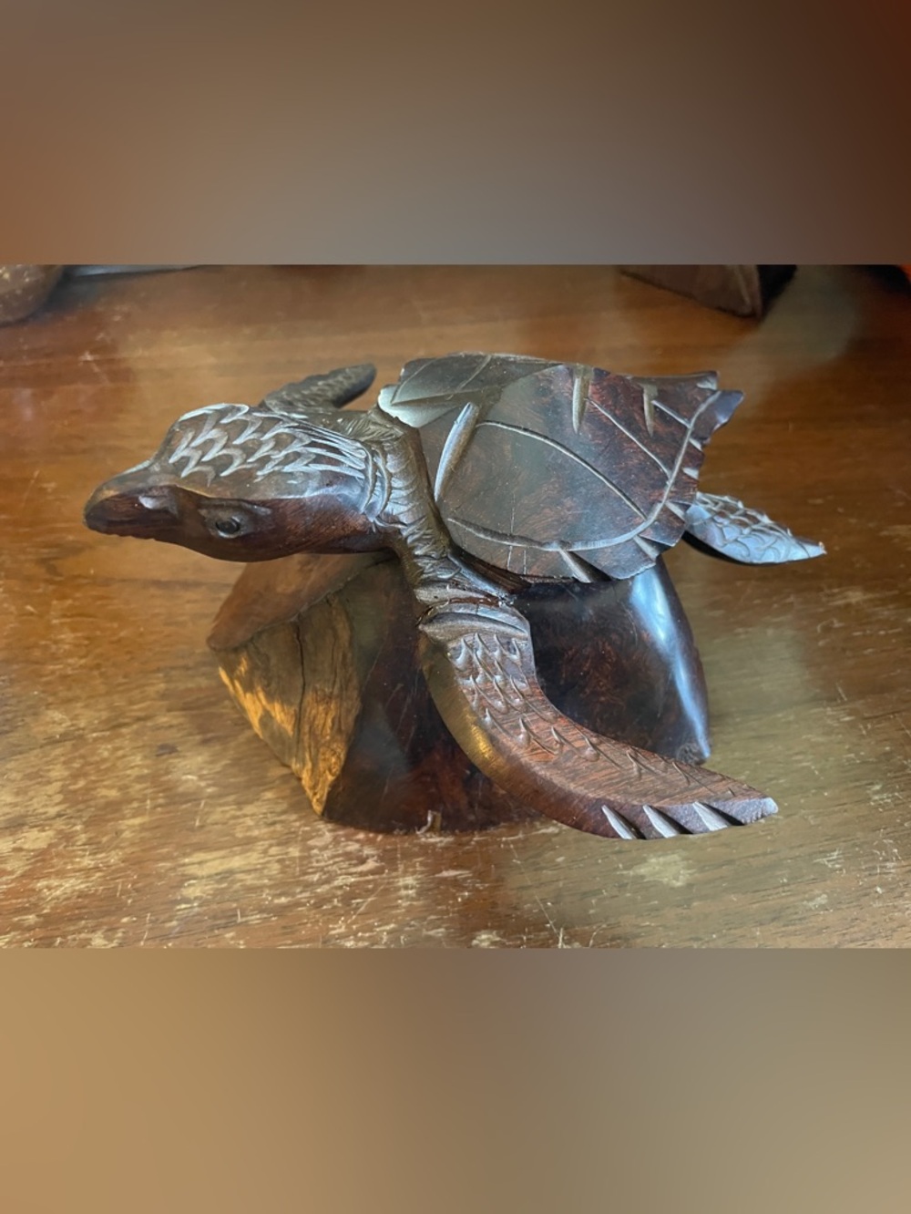 Hand Carved Ironwood Sea Turtle Statue